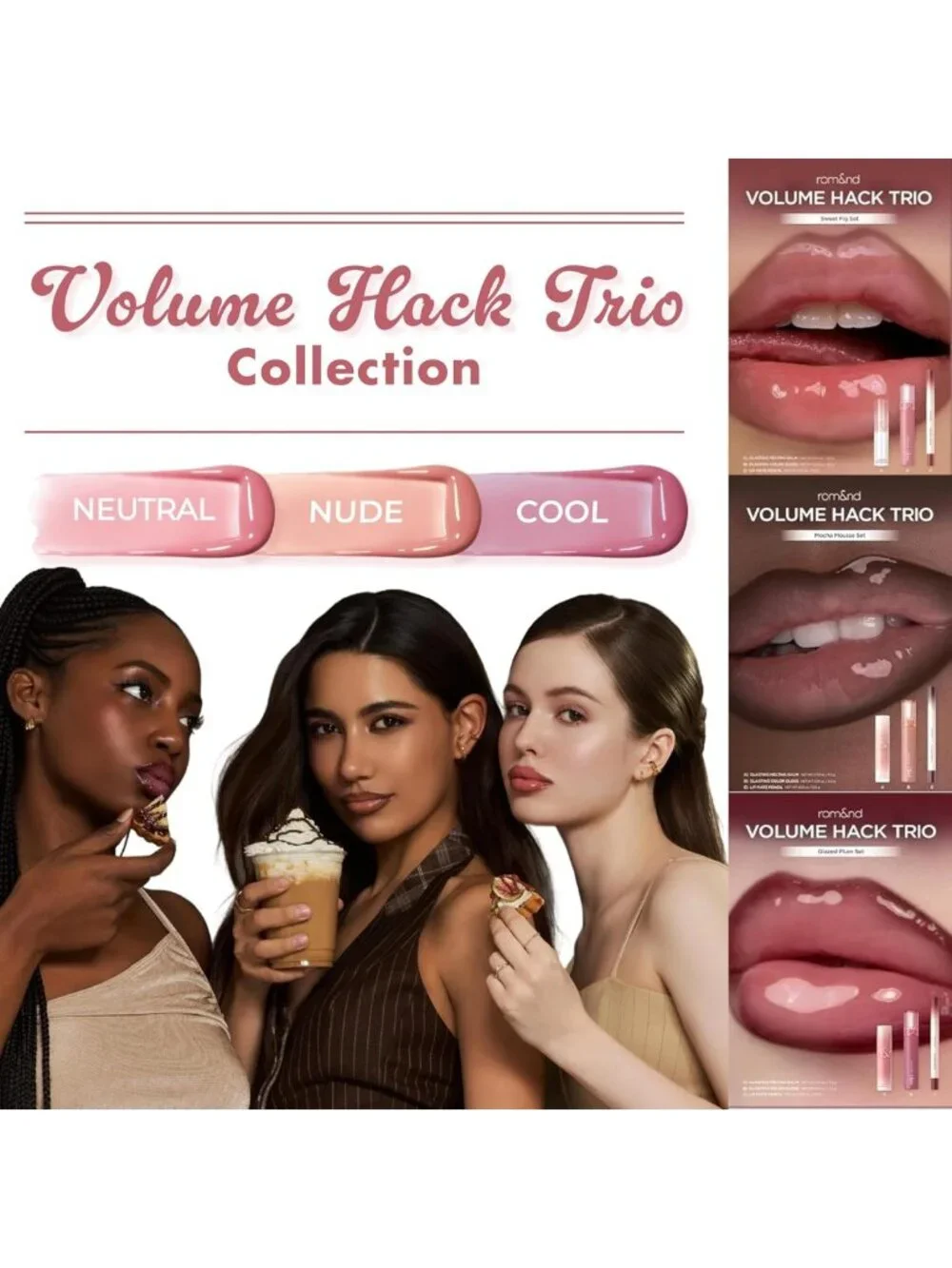 Plumping Lip Kit Trio | 3-Step Volume Hack Set | Mocha Mousse Lip Care